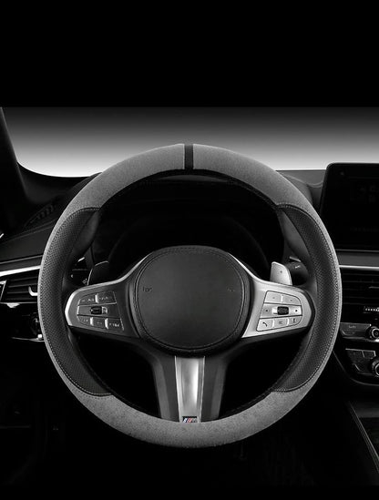 Steering Wheel Cover Suede D Shape Wine Red Four Seasons Breathable Non Slip Sweat Absorbent Comfortable Car Steering Protector