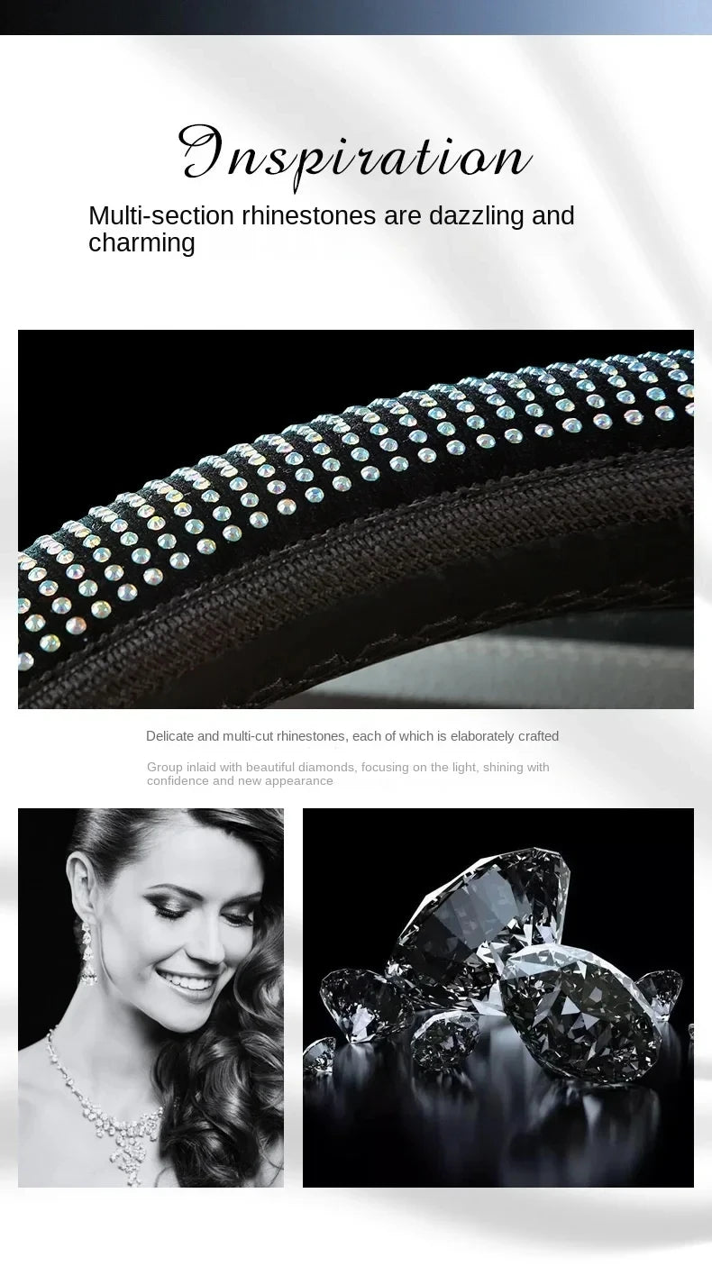 Crystal Car Steering Wheel Cover Bling Diamond Car Steering Wheel Cover RhinestonesAuto Interior Decoration Accessories