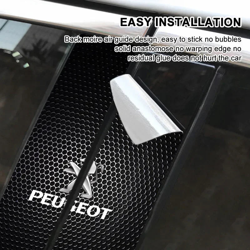 Car Emblem Center Pillar Sticker Auto Door Decorative Stickers For Peugeot 308 408 508 RCZ 208 3008 2008 206 207 307 Car Gadgets