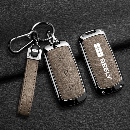 For Geely EX5 Metal Leather Car Key Case Full Cover Shell For Geely EX5 EM-i / ‌Starray EM-i / Galaxy L6/L7/E8/M9