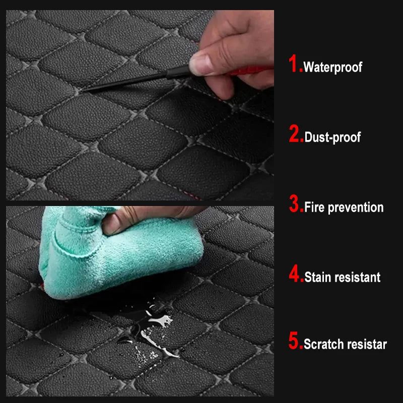 Car Floor Mats 4PCS Universal PU Leather Waterproof Auto Foot Pad Protector Carpet Front and Rear Mats Set Auto Accessories