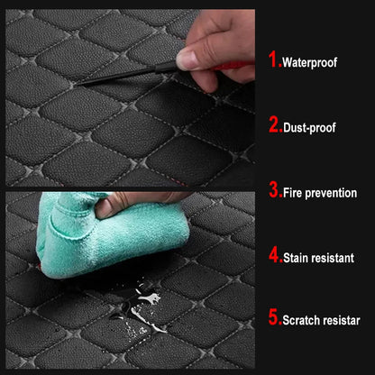 Car Floor Mats 4PCS Universal PU Leather Waterproof Auto Foot Pad Protector Carpet Front and Rear Mats Set Auto Accessories