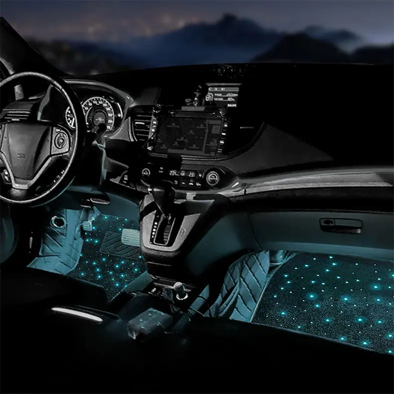 2025 latest illuminated car floor MATS, General Starry Sky car floor MATS, Fiber Starlight car carpet 4-piece set interior modif