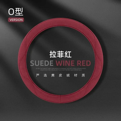 Steering Wheel Cover, Colorful Thread Suede, New Style, Sweat-Absorbent, Non-Slip, Wear-Resistant, Suitable for All Seasons
