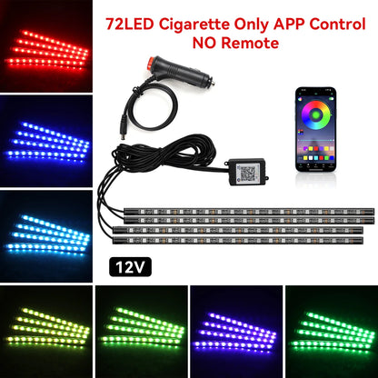 Car Interior Ambient Light Kit RGB LED Foot Strip Light Music Sync with App Remote Music Control Cig/USB Auto Decorative Lamps