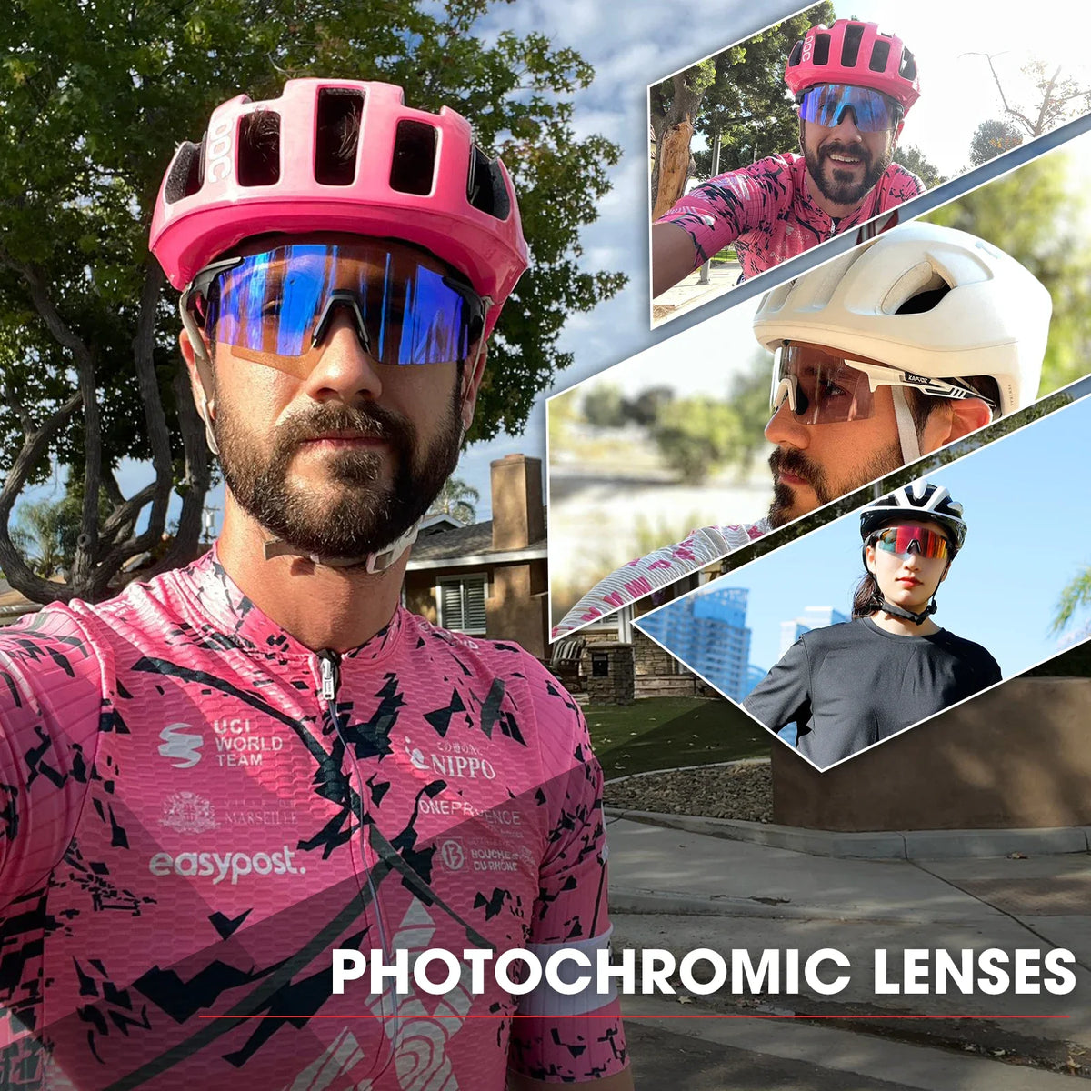 Kapvoe 2026 Photochromic Cycling Sunglasses Rimless Men Running Outdoor Sports Bike Glasses MTB Glasses Eyewear Bicycle Goggles