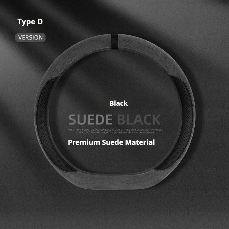 Steering Wheel Cover Suede D Shape Wine Red Four Seasons Breathable Non Slip Sweat Absorbent Comfortable Car Steering Protector