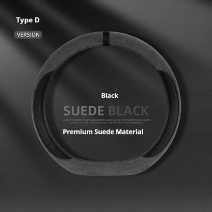 Steering Wheel Cover Suede D Shape Wine Red Four Seasons Breathable Non Slip Sweat Absorbent Comfortable Car Steering Protector