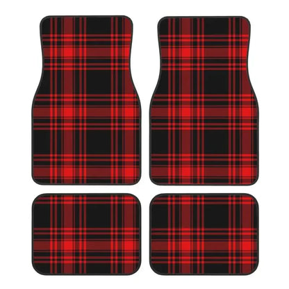 GTI Tartan Car Floor Mats Universal Non-Slip Carpets Rugs Front & Rear Car Foot Mats Set of 4 Pieces Auto Accessories Decoration