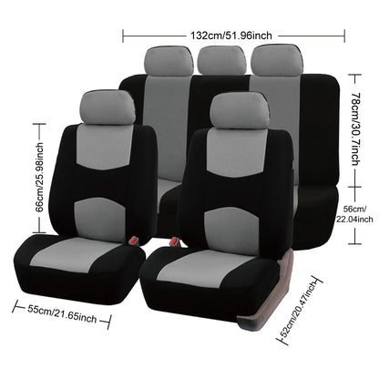 Four Seasons Fashion Universal 9 pcs Car Seat Cover Polyester Fabric Car Seat Cover