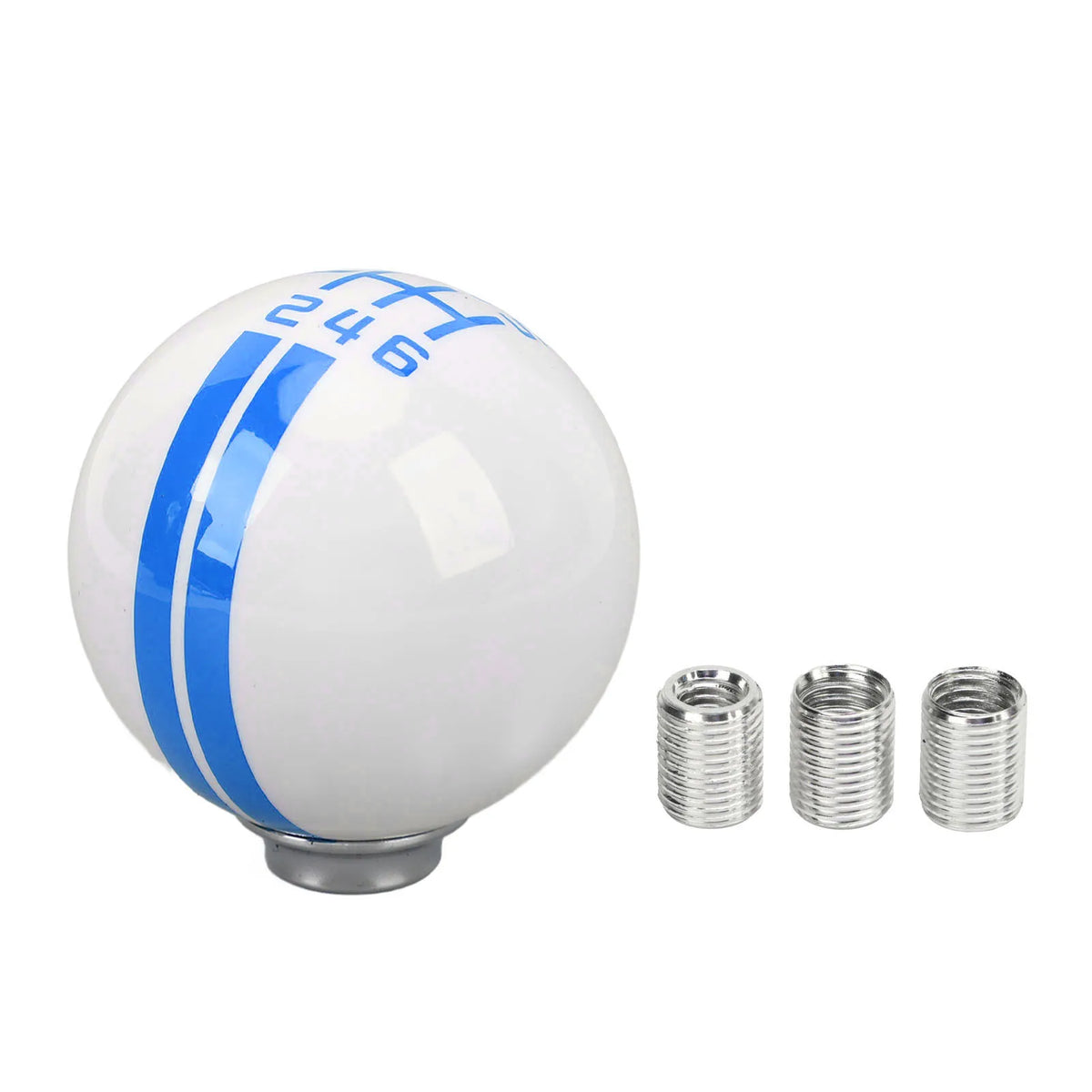 6 Speed Car Racing Gear Shift Knob for Shelby GT500 Style Round Ball Shift Knob with 3 Adapters for Manual Vehicle