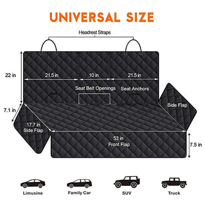 Waterproof Dog Car Seat Cover Universal Pet Protector Mat Non-Slip Back Seat Safety Carrier Durable Travel Accessory