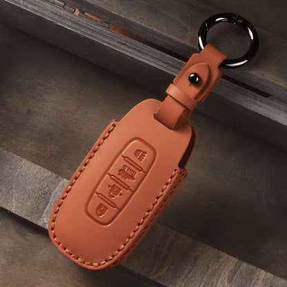 Leather Car Key Case Cover for Nissan Juke 2023 X-trail T33 Qasqhai J12 2022 Ariya Altima Teana2 3 4 5 Buttons