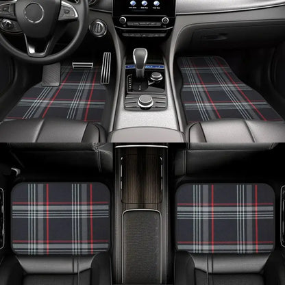 GTI Tartan Car Floor Mats Universal Non-Slip Carpets Rugs Front & Rear Car Foot Mats Set of 4 Pieces Auto Accessories Decoration