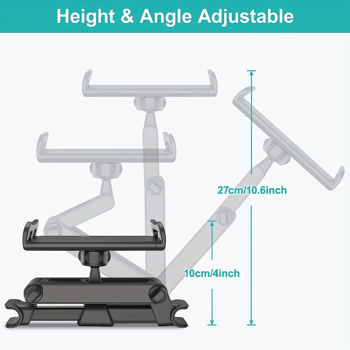 Universal Car Headrest Tablet Mount for IPads, and Cell Phones - Hands-Free Entertainment for Backseat Passengers