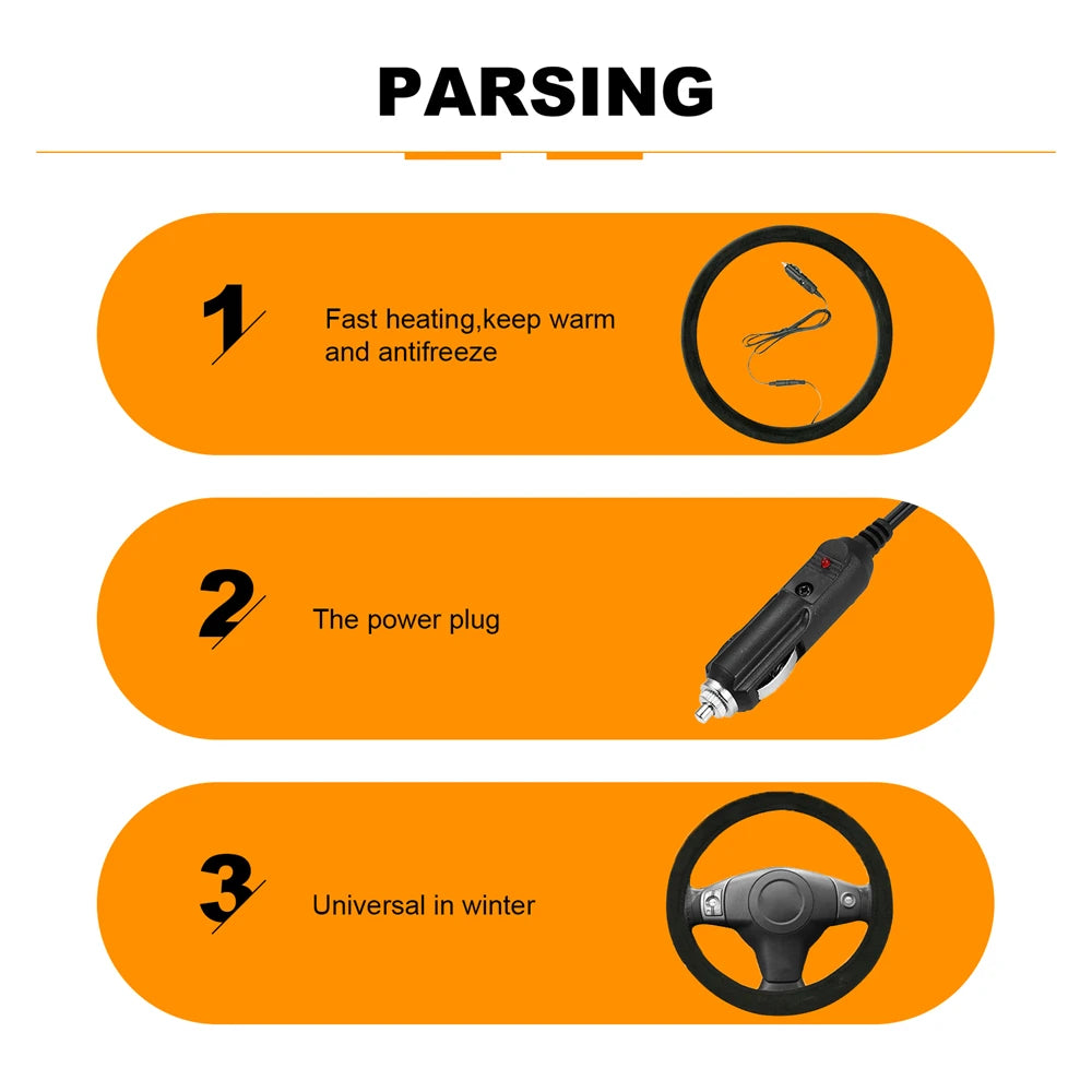 Winter Handle Cover Heated steering Wheel Cover 38cm Universal Warm Suede Car Steering Wheel Cover