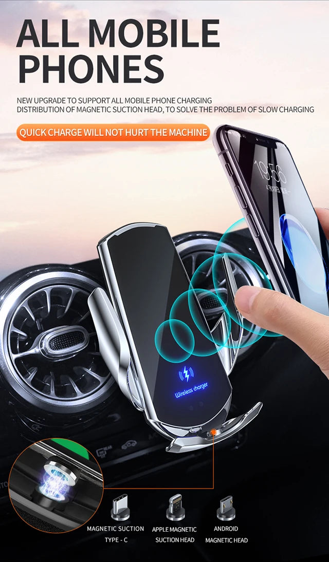 Magnetic Car Phone Holder For Hyundai Accent Solaris 2016 2017 2018 2019 2020 15W Wireless Charging Car Phone Holder Magsafe