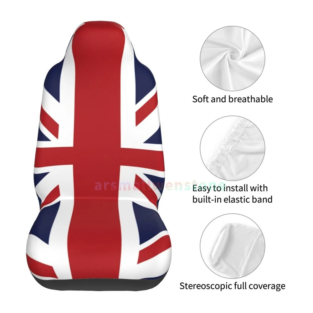 United Kingdom Flag Car Seat Cover 2PCS Front Car Seat Cover Seat Anti Fouling Protective Cover Cute Car Accessories