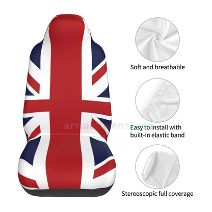 United Kingdom Flag Car Seat Cover 2PCS Front Car Seat Cover Seat Anti Fouling Protective Cover Cute Car Accessories