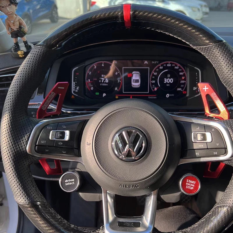 Custom Steering Wheel Cover Carbon Fiber Genuine Leather For Volkswagen VW Golf R MK7 Golf 7 GTI VW Polo GTI Scirocco 2015 2016