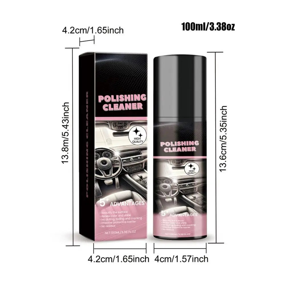 Car Interior Polish & Cleaner Spray 100ml All-Purpose Detailer for Dashboard Leather Plastic Restores Shine & Protects Care Kit