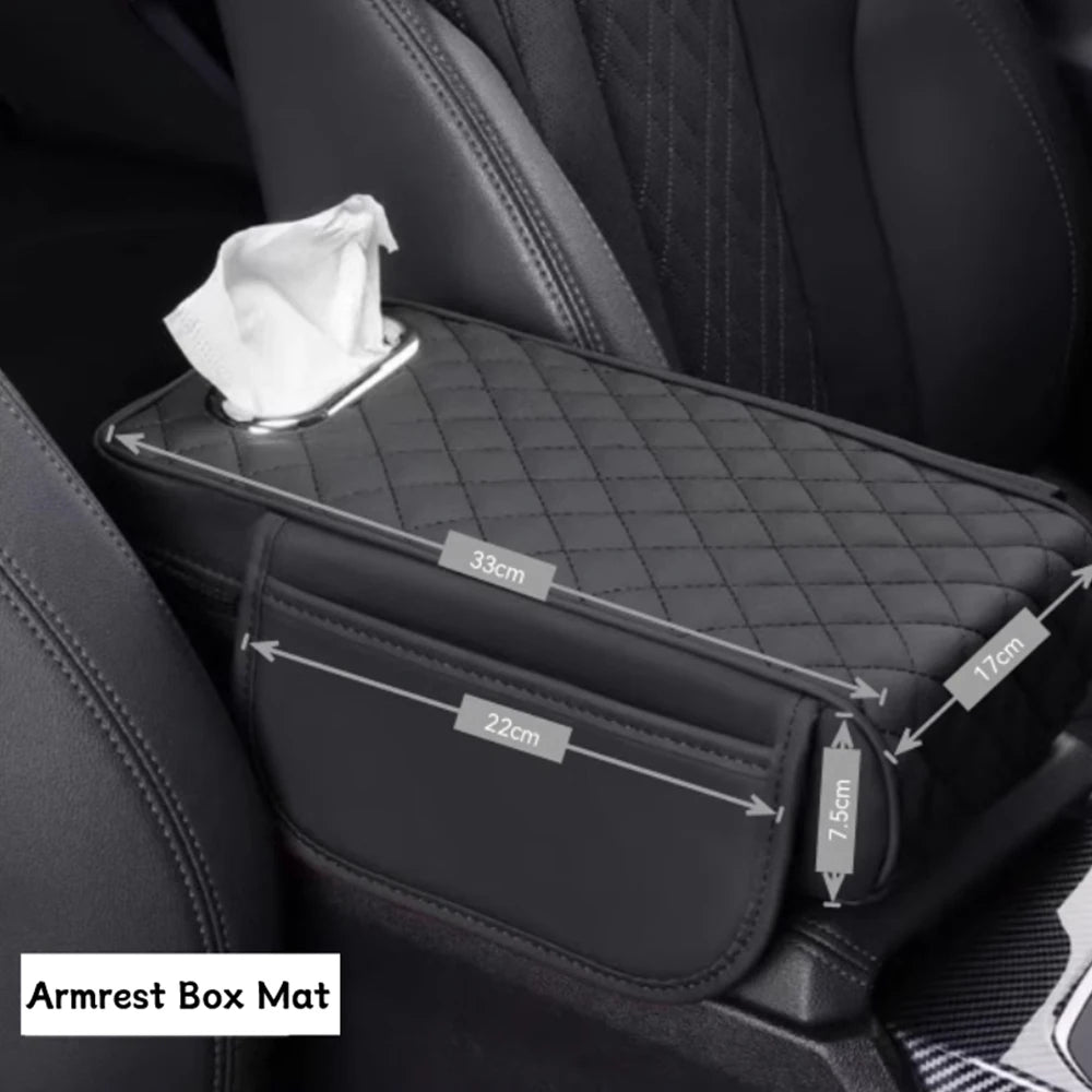 Car Armrest Pad Universal Center Console Elbow Rest Support with Tissue Storage Auto Arm Rest Mat Protection Cushion