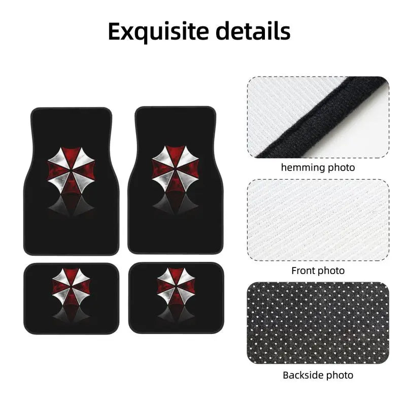 Umbrella Corporation Car Floor Mats of 4 Pieces Anti Slip Front and Rear Foot Mats Universal Car Interior Accessories Decoration