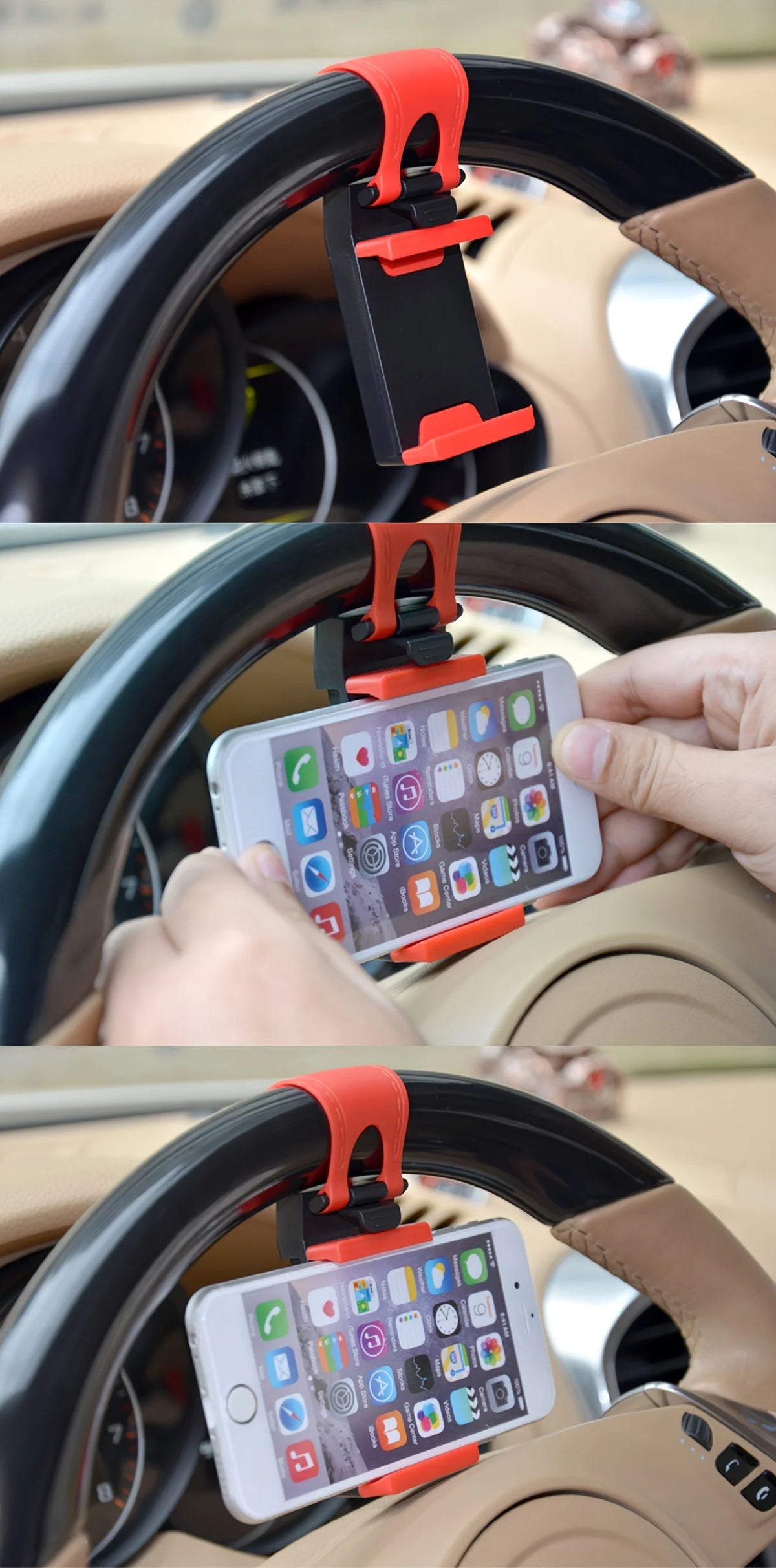 1pc Car Phone Holder, Car Steering Wheel Phone Holder, Mobile Phone Holder, Lazy Phone Holder. car holder phone
