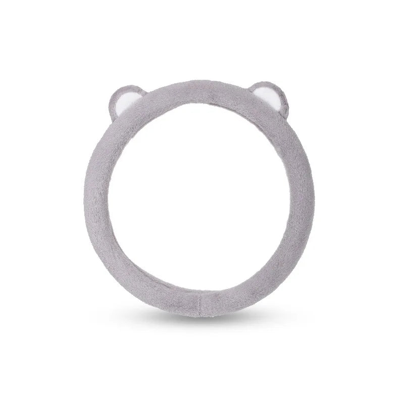 Plush Car Steering Wheel Cover Cartoon Cute Bear Ears Steering Wheel Cover Winter Warm and Comfortable Steering Wheel Cover