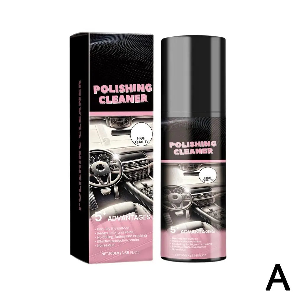 100ml Car Interior Polishing Cleaner Spray, Dashboard & Leather Restorer, UV Protection  Conditioner for Plastic, Vinyl & Rubber