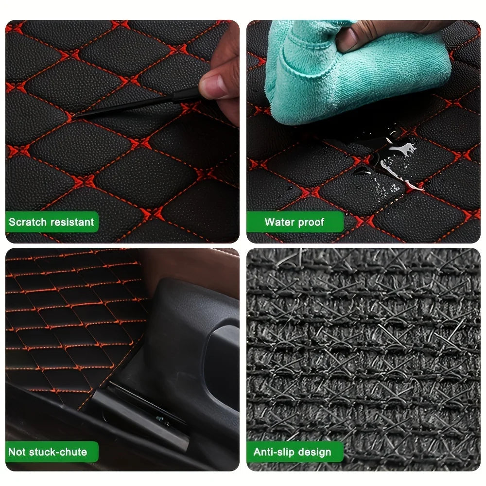 5PCS Car Floor Mats Universal Car Floor Mat Protector Waterproof Anti-fouling Leather Floor Mats Car Interior Accessories