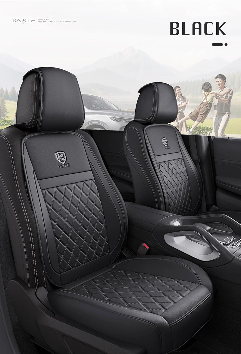 Karcle Nappa Leather Car Seat Cover Surround Bottom Car Seat Cover Full Set Durable Car Seat Protection Cushion Car Accessories
