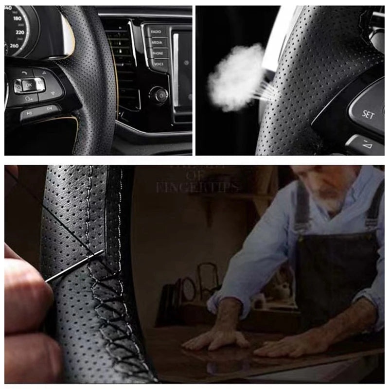 Steering Wheel Cover For Audi A2 8Z A3 8L Sportback A4 B6 Avant A6 C5 A8 D2 TT 8N S3 S4 RS 4 DIY Black PU Microfiber Leather