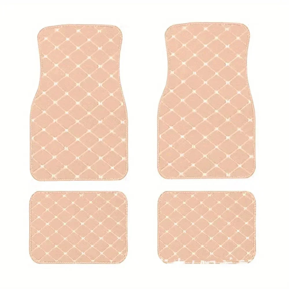 Car Floor Mats 4PCS Universal PU Leather Waterproof Auto Foot Pad Protector Carpet Front and Rear Mats Set Auto Accessories