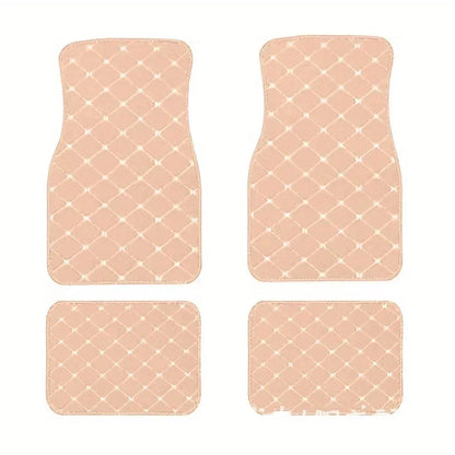 Car Floor Mats 4PCS Universal PU Leather Waterproof Auto Foot Pad Protector Carpet Front and Rear Mats Set Auto Accessories