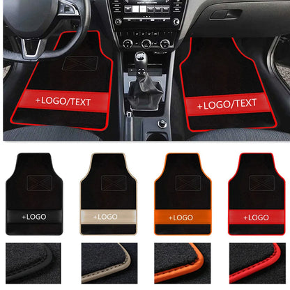 Custom Text  Car Floor Mats Universal Automotive Car Mat Full Set Of 4 Front And Rear Car Carpet  Auto Interior Accessories