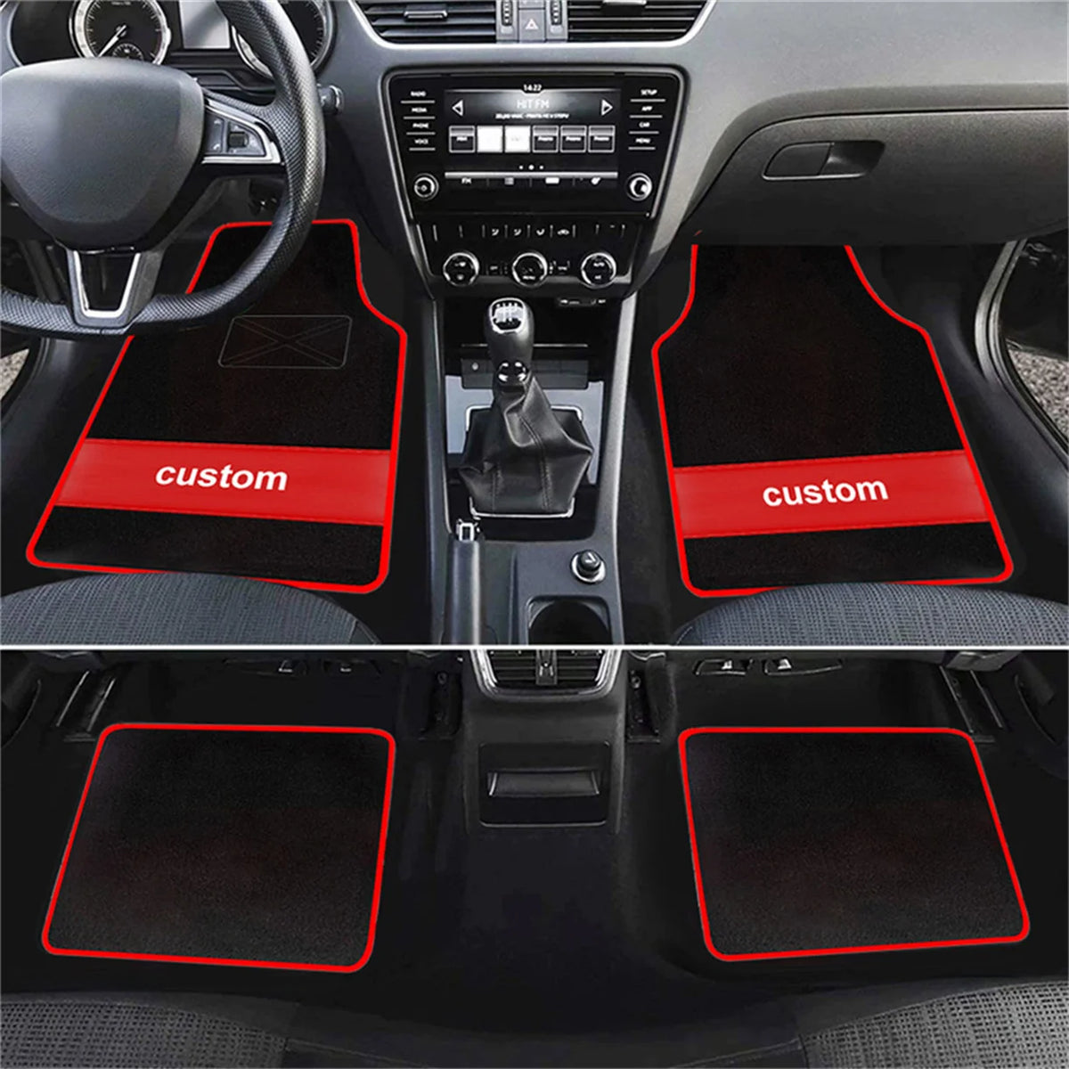 Custom Text  Car Floor Mats Universal Automotive Car Mat Full Set Of 4 Front And Rear Car Carpet  Auto Interior Accessories