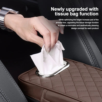 Car Armrest Pad Universal Center Console Elbow Rest Support with Tissue Storage Auto Arm Rest Mat Protection Cushion