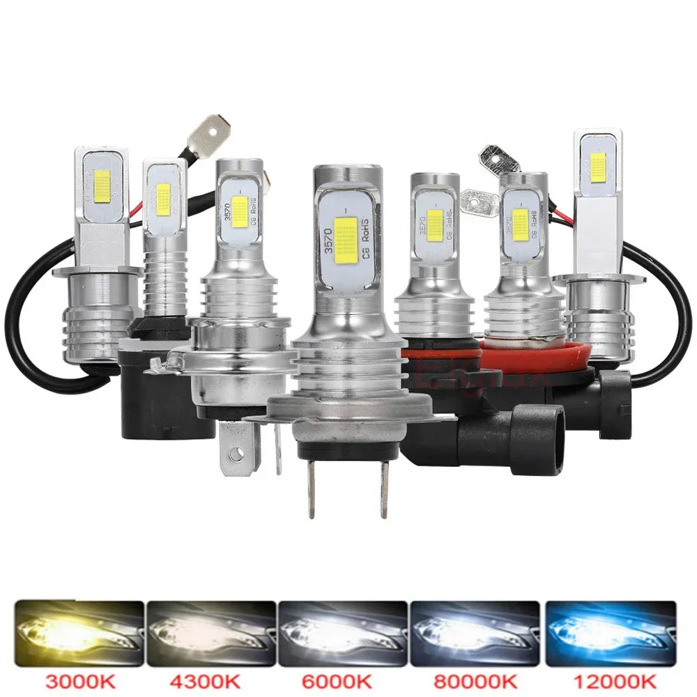 Kit Lâmpada LED H7/H4 4 Peças - Farol Alto/Baixo Branco 6000K, Amarelo 3000K, Azul Gelo 12000K
