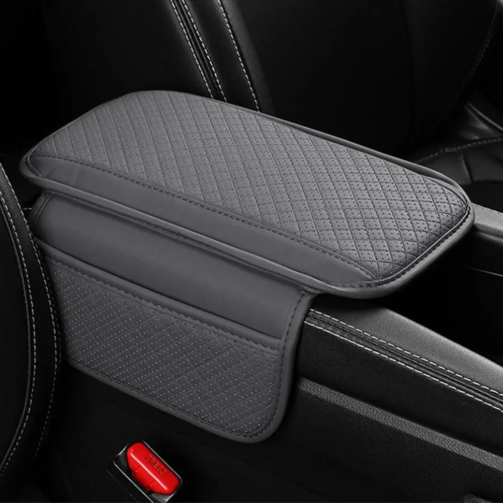 Universal Auto Armrest Pad PU Leather Durable Center Console Cushion with Storage Pocket Waterproof Car Armrest Cover Vehicle