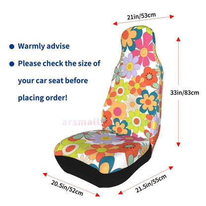Hippie Flowers Car Seat Cover 2PCS Front Car Seat Cover Seat Anti Fouling Protective Cover Cute Car Accessories