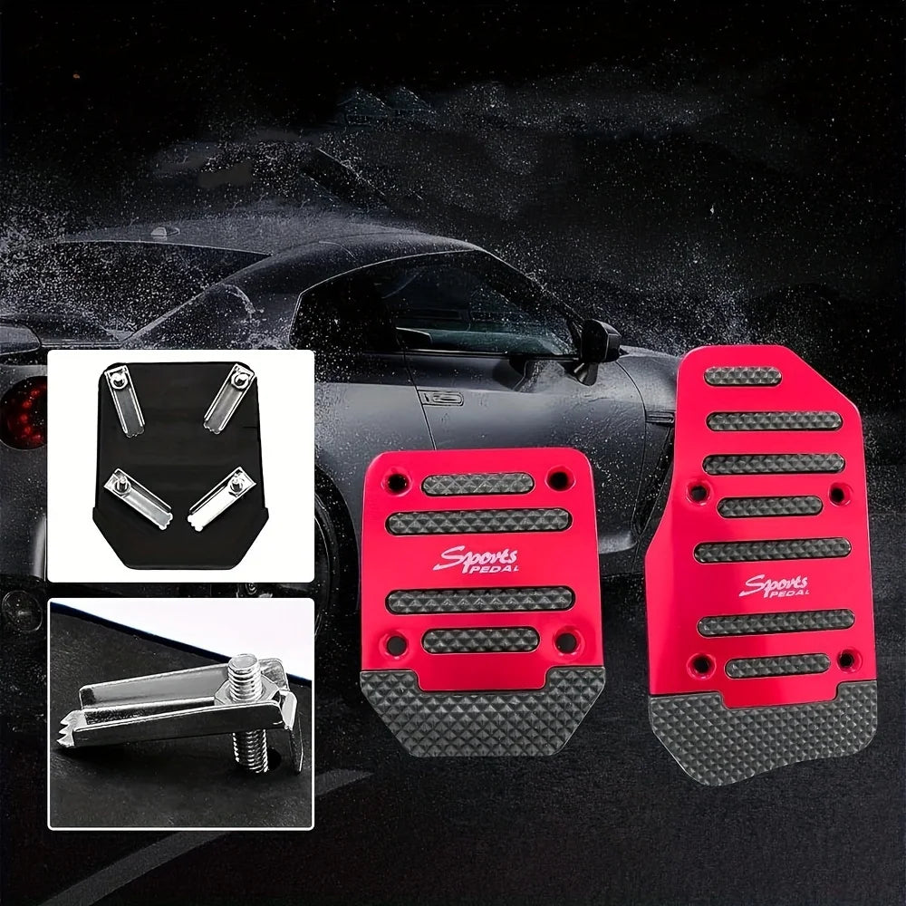 2pc Non-Slip Aluminum Alloy Car Pedal Pads, Automatic Transmission Brake & Gas Pedal Covers Auto SUV ATV Replacement Accessories