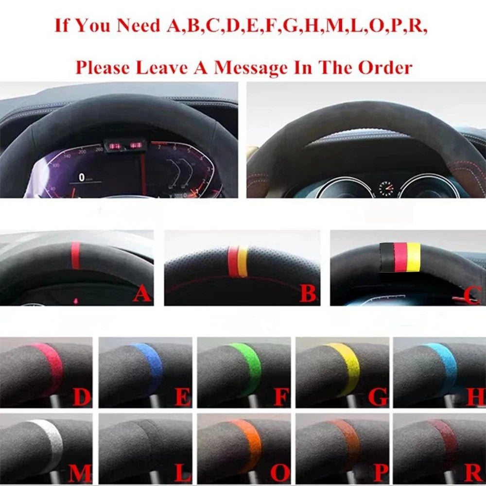 DIY Hand-stitched Steering Wheel Cover Black Artificial Leather Steering Wheel Cover for Mazda 6 2009