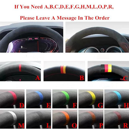 DIY Hand-stitched Steering Wheel Cover Black Artificial Leather Steering Wheel Cover for Mazda 6 2009