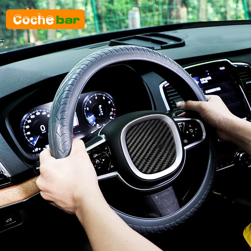 Soft Silicone Steering Wheel Cover Wear-resistant Tire Pattern Car Accessories Auto Protective Decoration Steering Wheel Cover