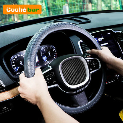Soft Silicone Steering Wheel Cover Wear-resistant Tire Pattern Car Accessories Auto Protective Decoration Steering Wheel Cover