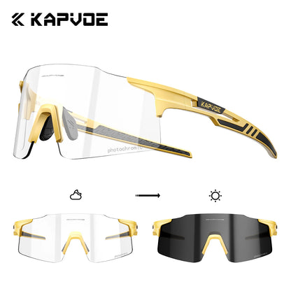 Kapvoe 2026 Photochromic Cycling Sunglasses Rimless Men Running Outdoor Sports Bike Glasses MTB Glasses Eyewear Bicycle Goggles