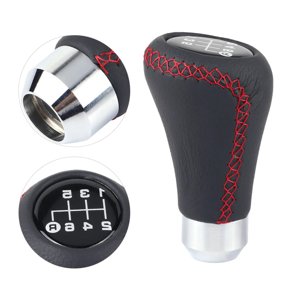 Car Vehicle 6 Speed Gear Shift Knob PU Shifter Stick with 3 Hoses 6 Speed Gear Shift Knob  Gear Shift Knob