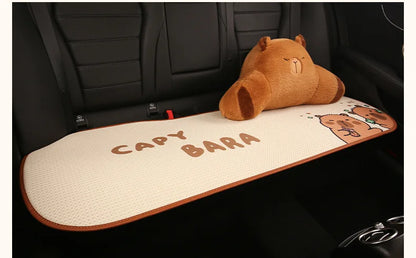 Universal Car Seat Covers Cute Capybara Design Comfortable Breathable Mesh Fabric Four Leaf Clover Pattern for All Seasons