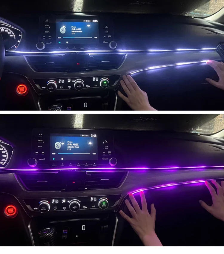 Colorful LED Car Interior Hidden App Remote Control Atmosphere Lamp USB Car Ambient Light Acrylic Strips Dashboard Lights RGB